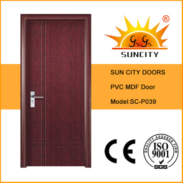 Nuevo Diseño Interior de Madera MDF Puerta PVC Película (SC-P039)